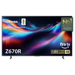 Toshiba 65-inch Z670R Mini LED 4K TV on white background