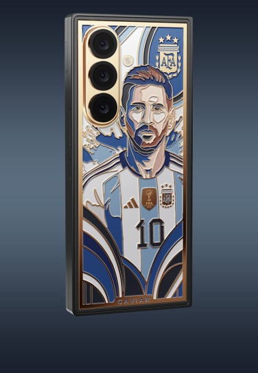 lionel messi design on back of galaxy z fold 8 ultra by caviar