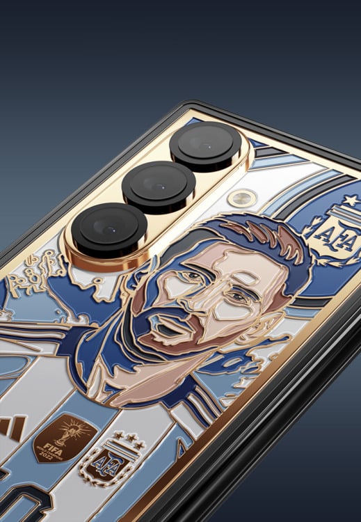 lionel messi design on back of galaxy z fold 8 ultra by caviar