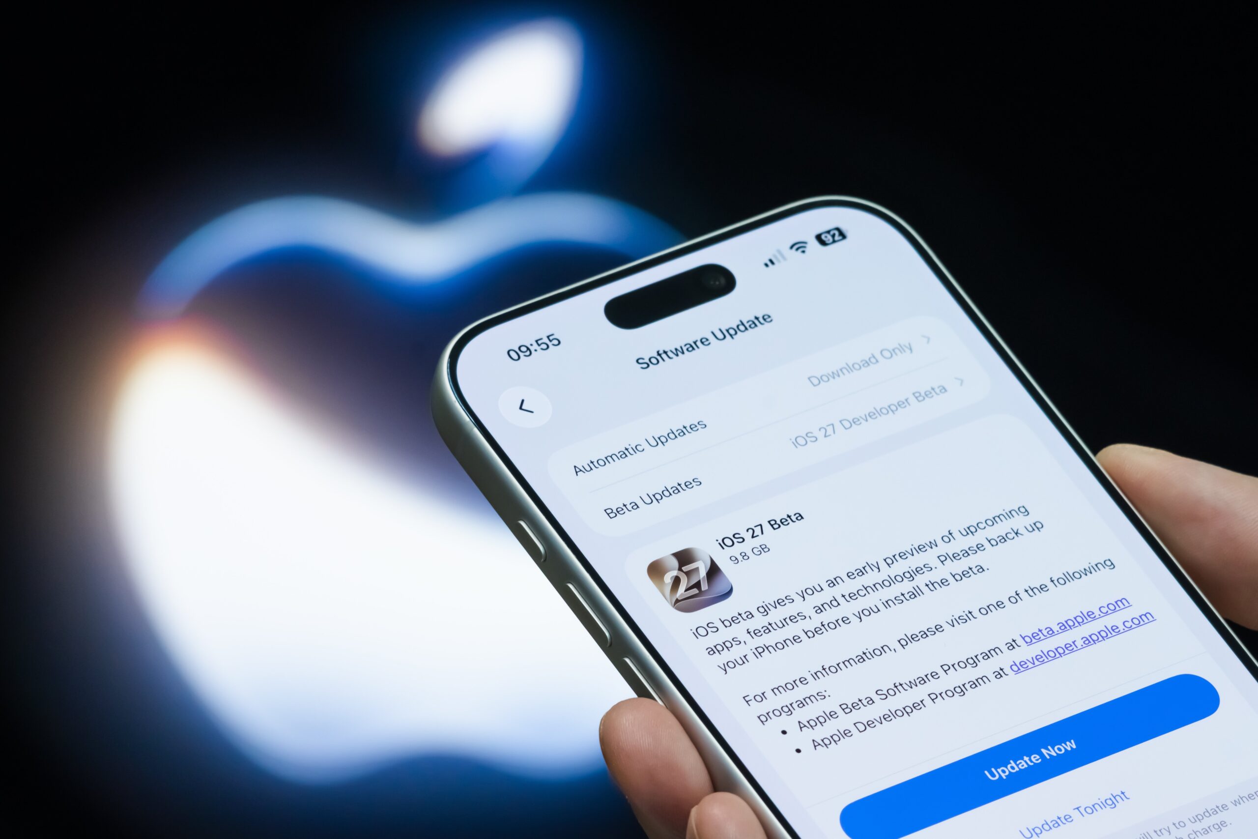 iOS beta update screen on iPhone