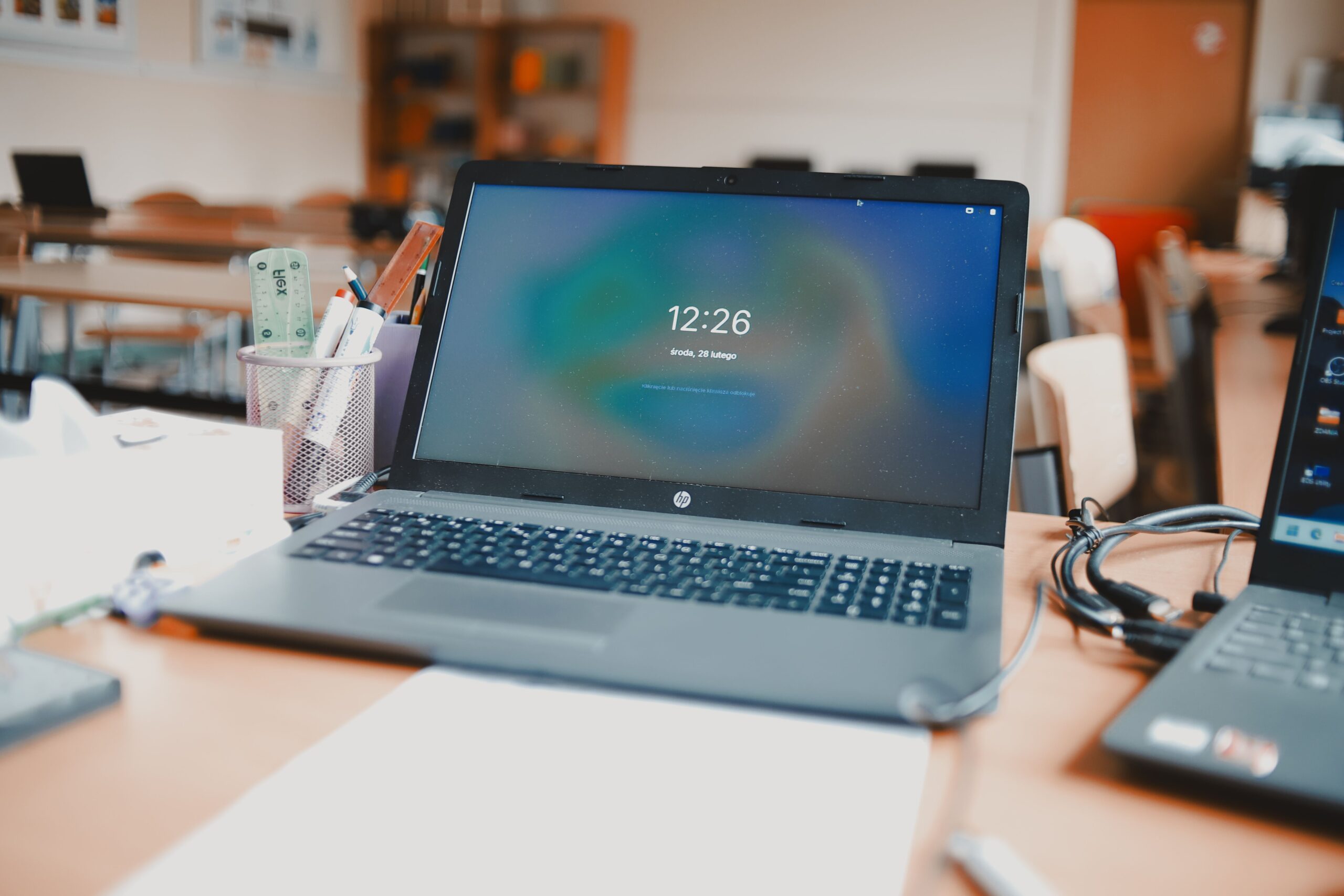 Laptop on desk
