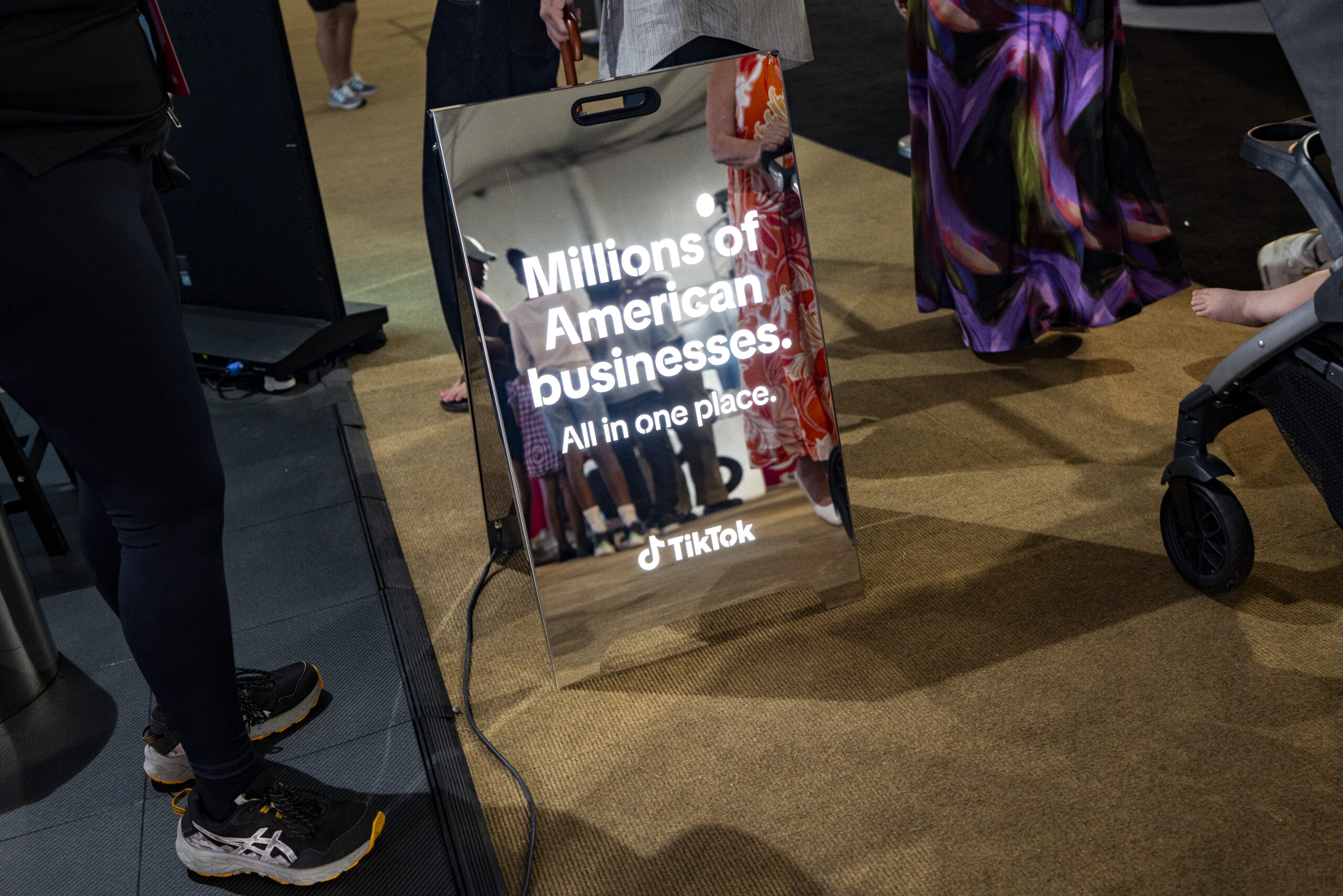 A sign for TikTok Shop, on display on the last day of the Great American State Fair, on July 10, 2026 in Washington, DC.