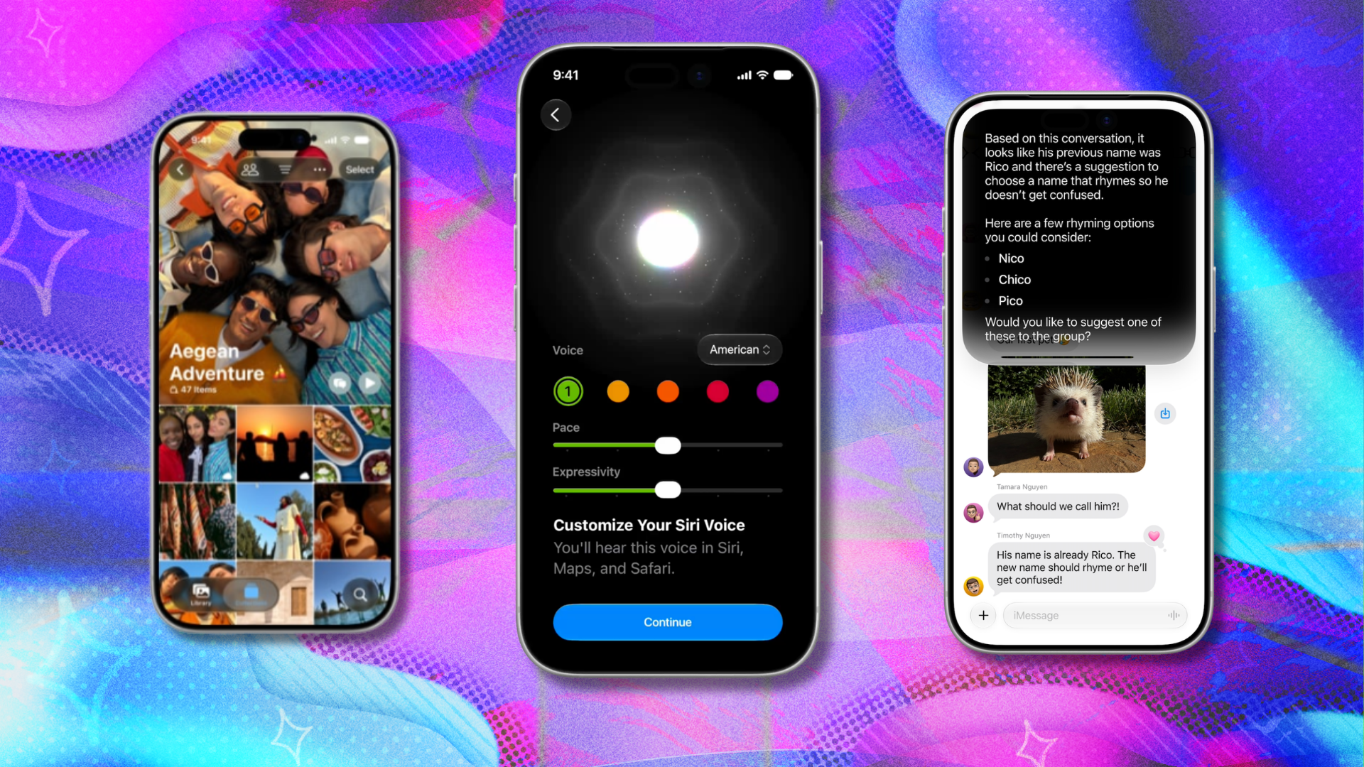three screenshots of new ios 27 features on iphone displays