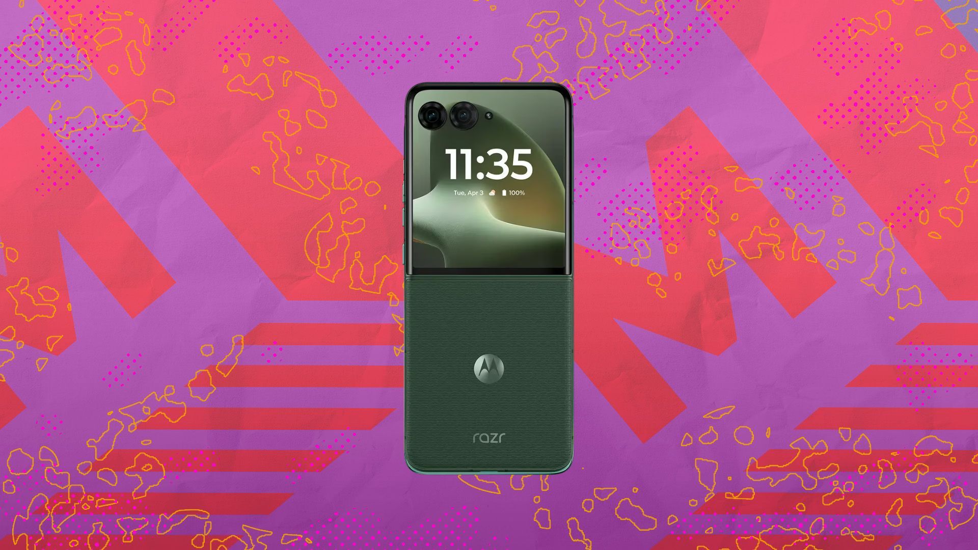 Motorola Razr+ on composite background