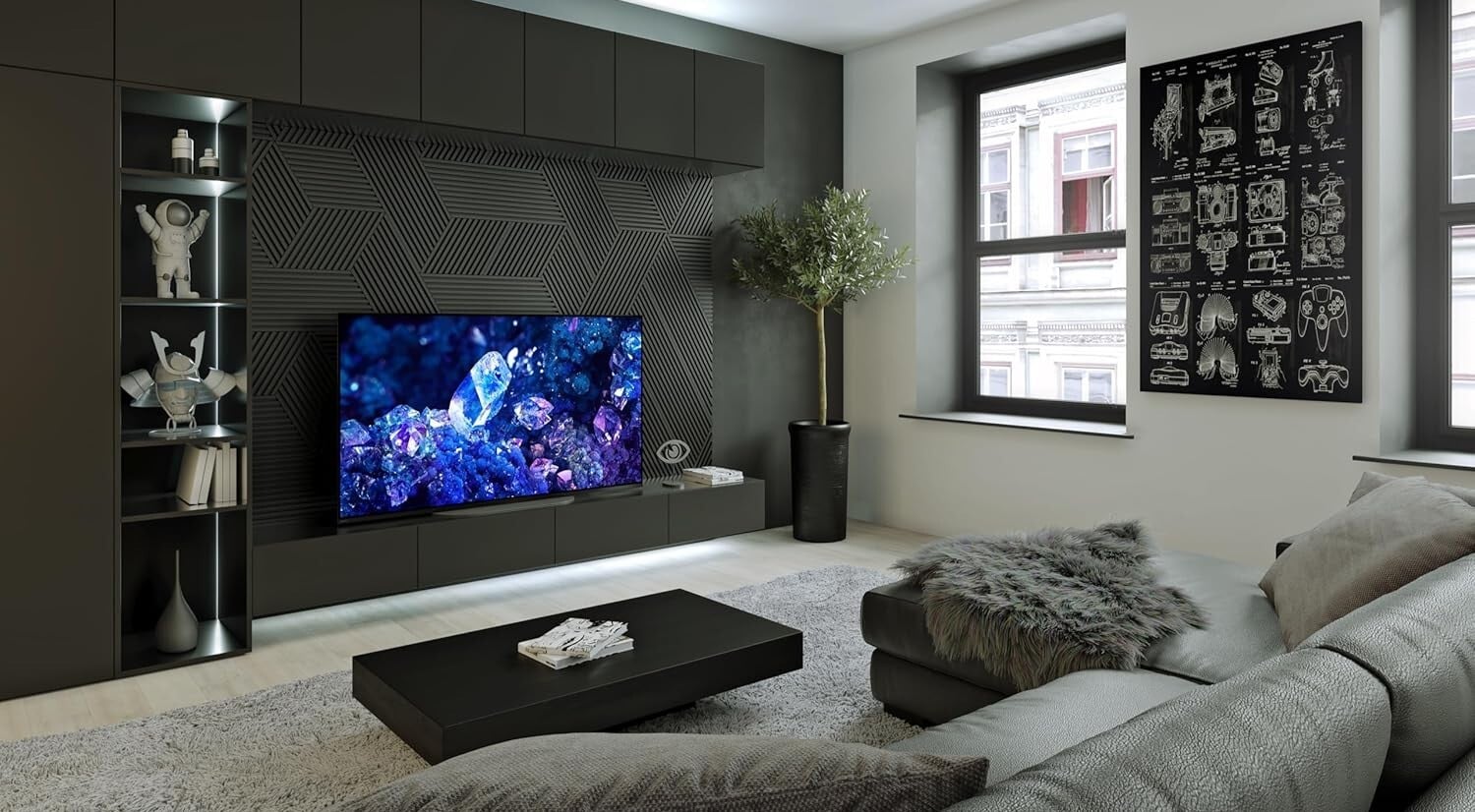 the 48-inch Sony Bravia TV in a living room
