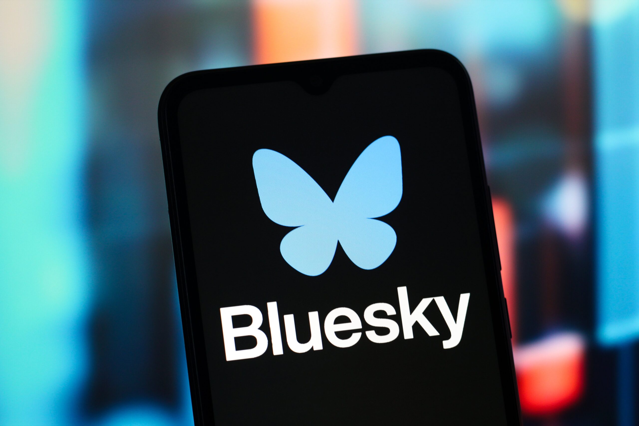 Bluesky logo on mobile device