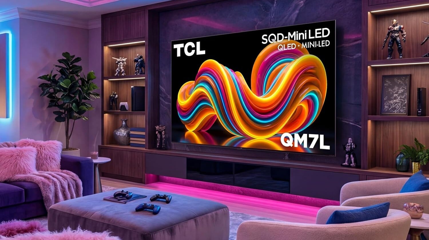 the 85-inch TCL Class QM7L in a living room