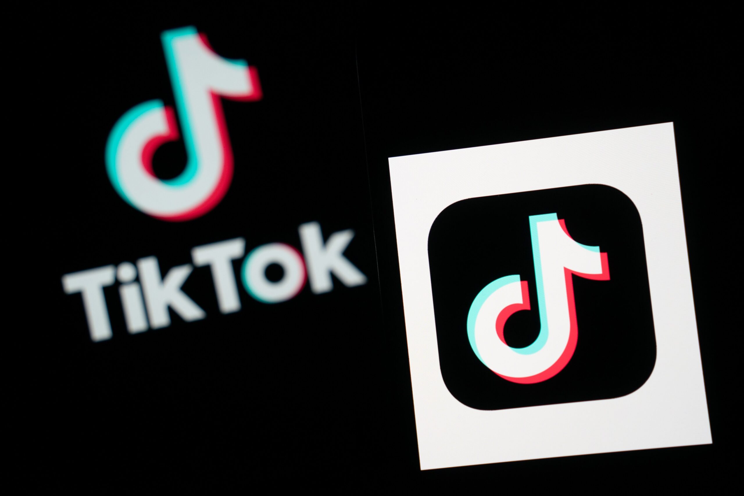 n this photo illustration, the TikTok logos are seen on screens on January 18, 2025 in Hong Kong, China.