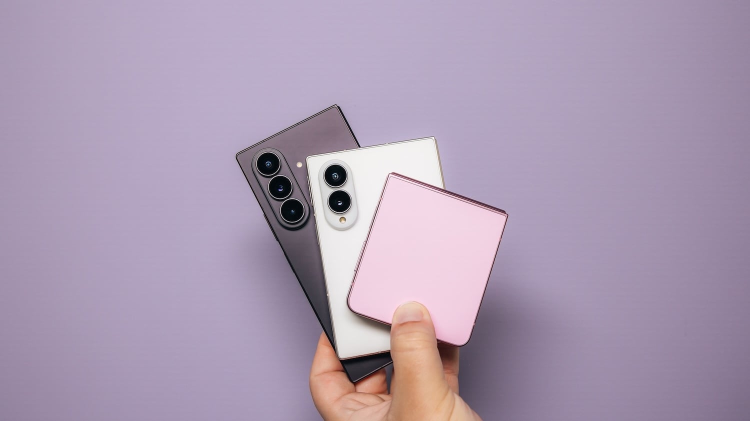 All three new Samsung foldables in one person's hand