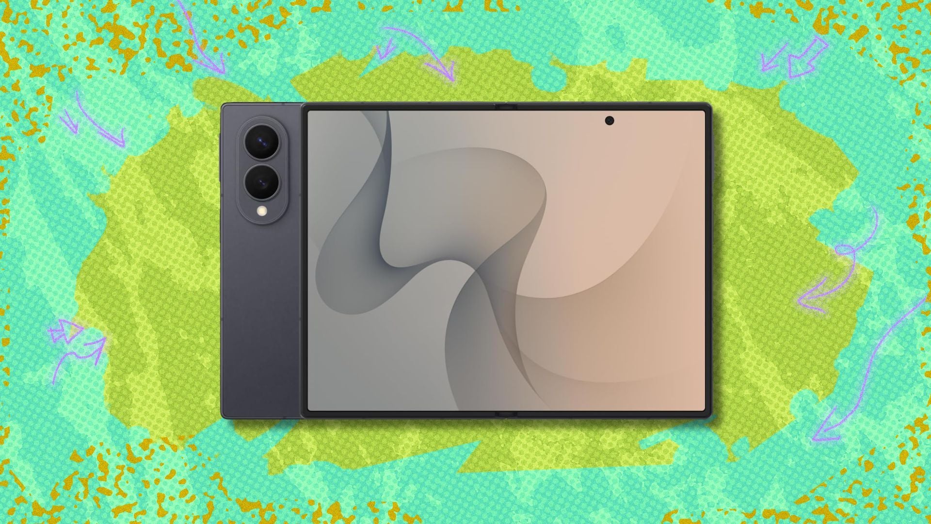 samsung galaxy z fold 8 against a green background