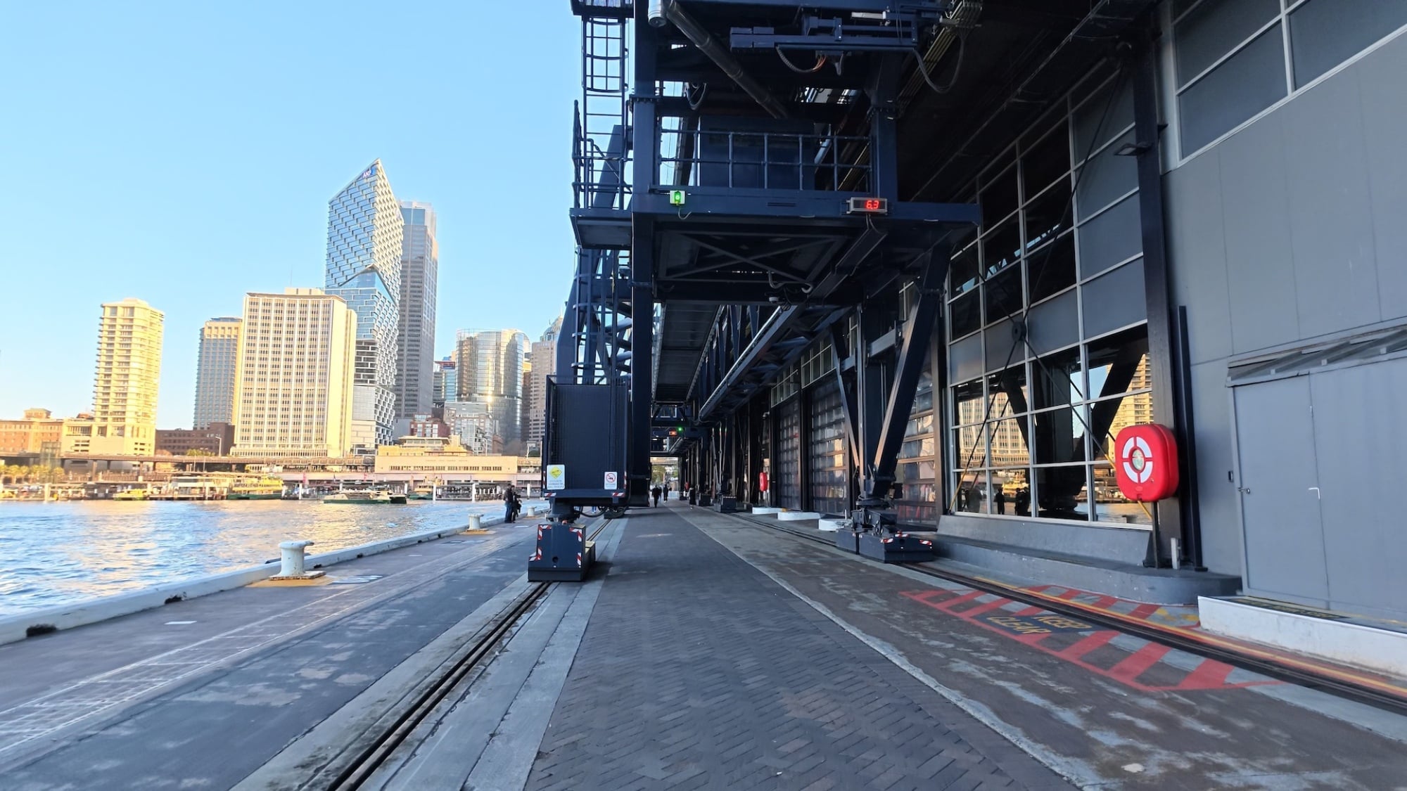 A screenshot of footage from the Insta360 Luna Ultra, filming the Overseas Passenger Terminal in Circular Quay, Sydney.