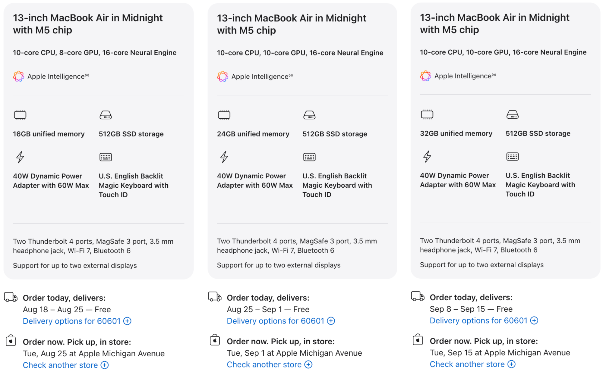 shipping times for the m5 macbook air