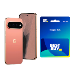 Google Pixel 11 Fold with Best Buy gift card on white background