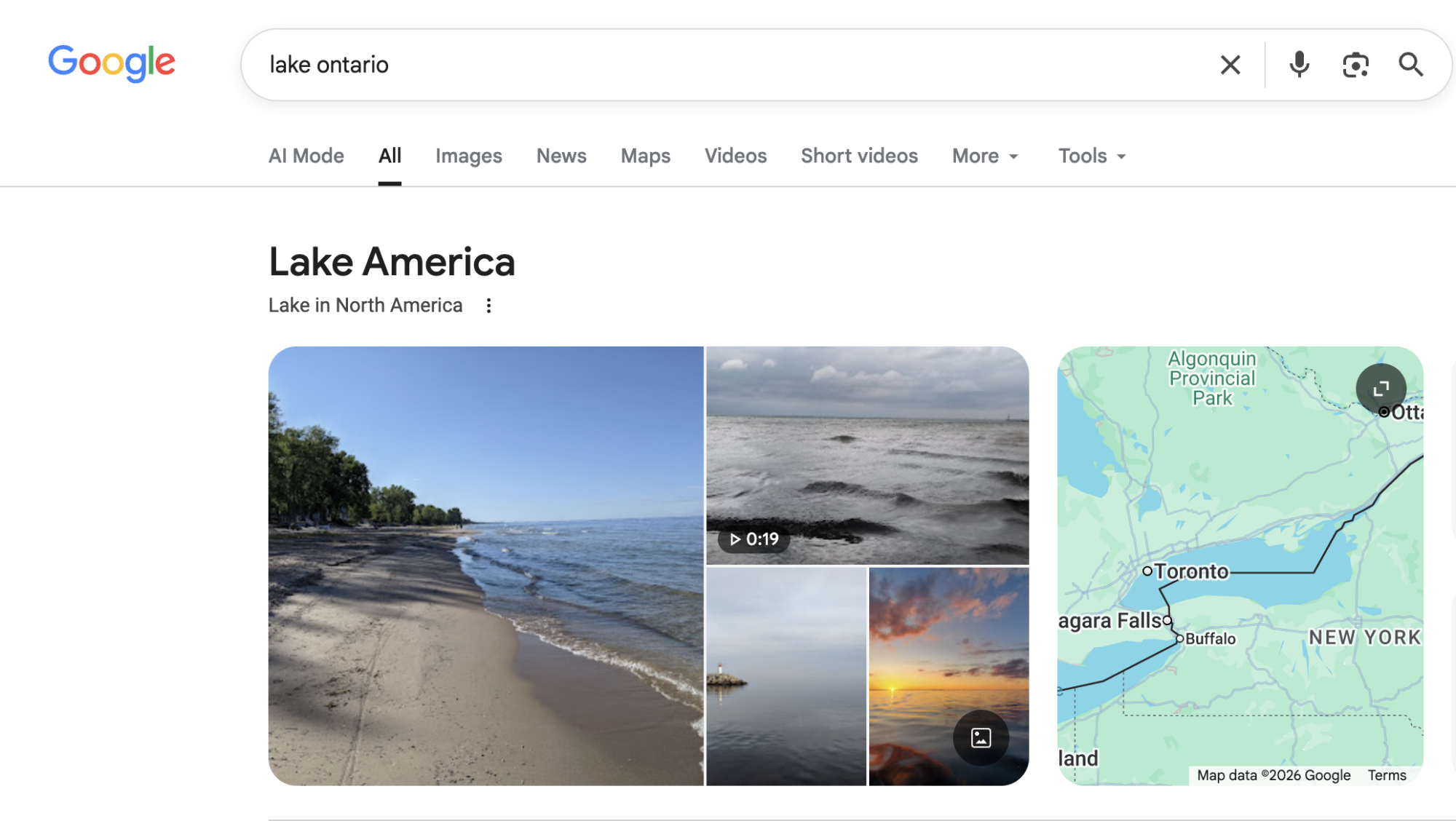 Lake America on Google Search