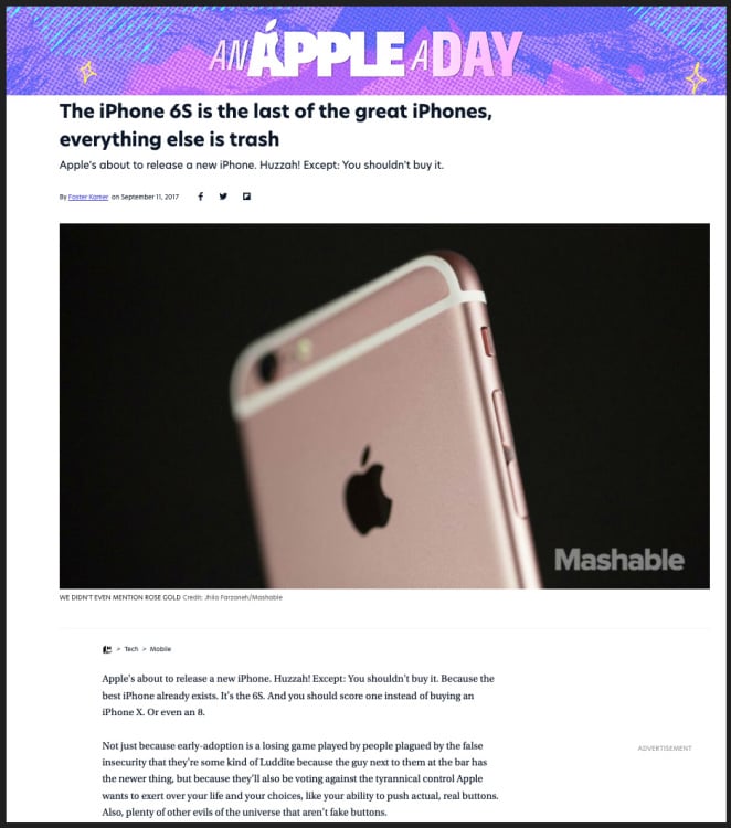 A screenshot of a Mashable story.