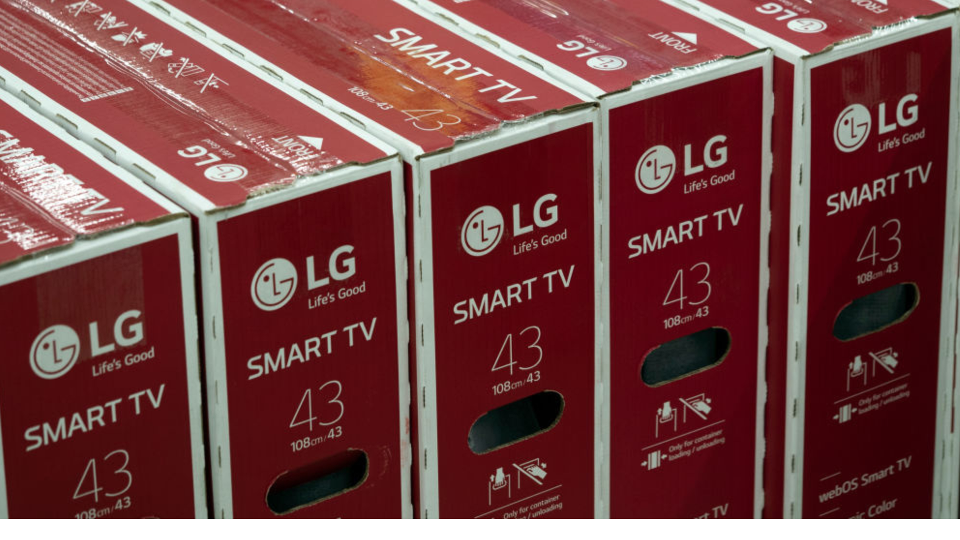 Boxes with LG televisions seen at the store