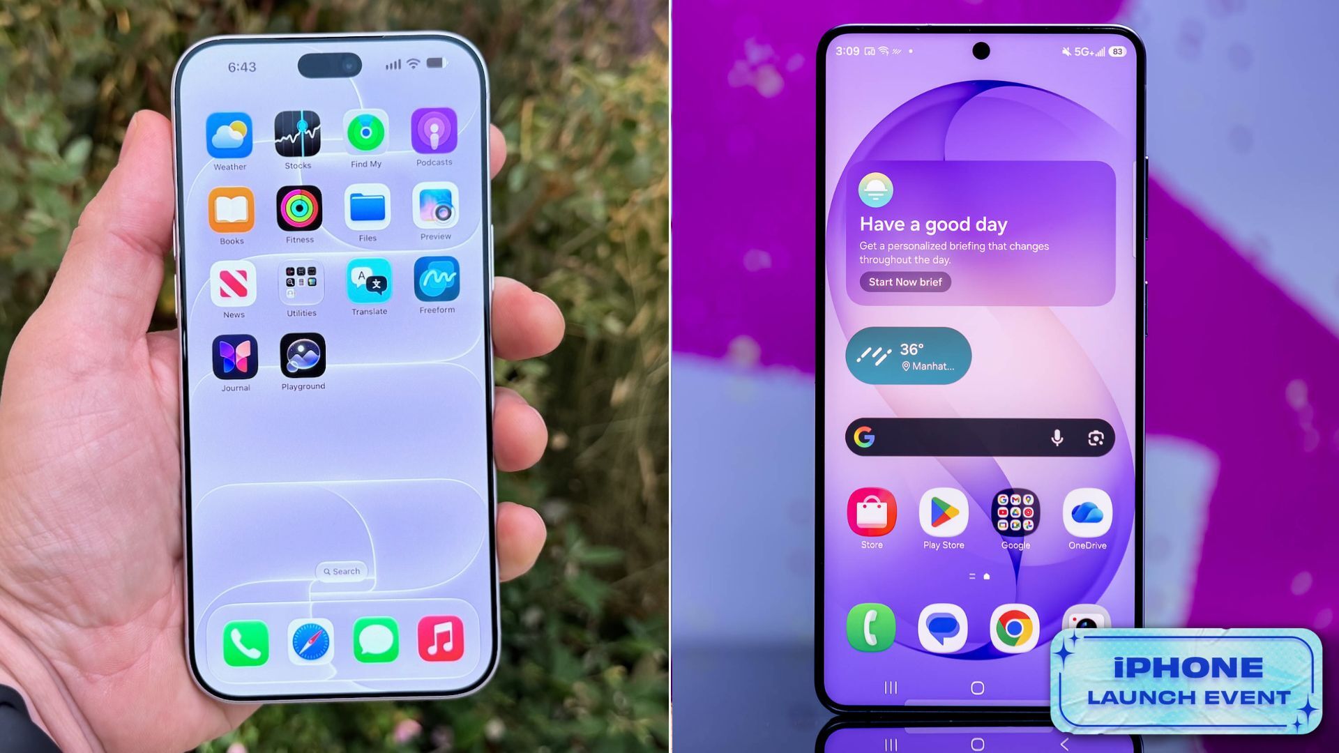 side by side pictures of iphone 18 pro max and samsung galaxy s26 ultra displays