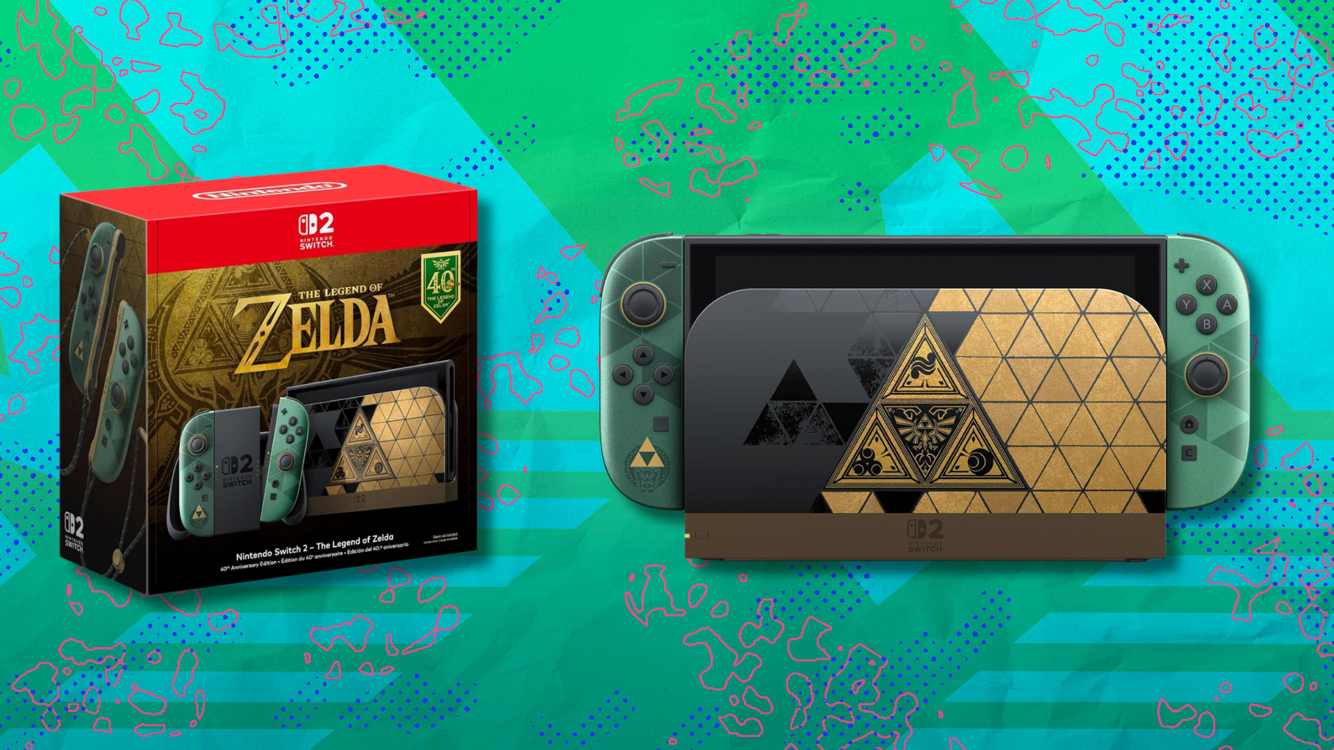 nintendo switch 2 the legend of zelda limited edition console in box and on dock