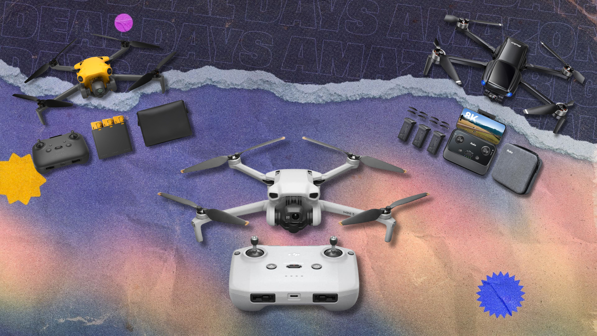 Drones on dark gradient abstract background