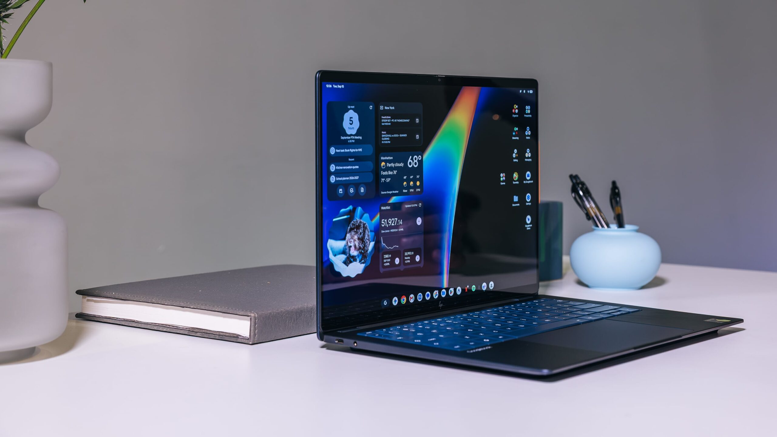 a googlebook laptop on display