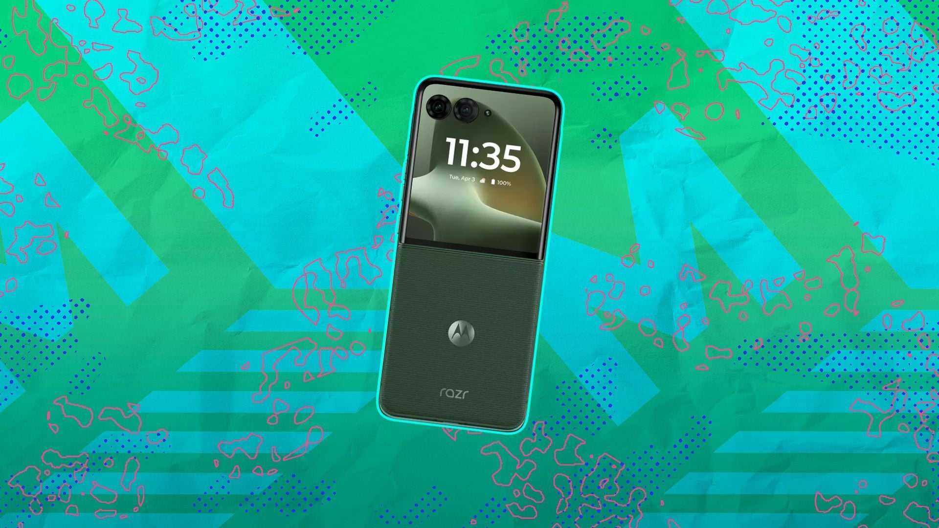 Motorola Razr+ on composite background