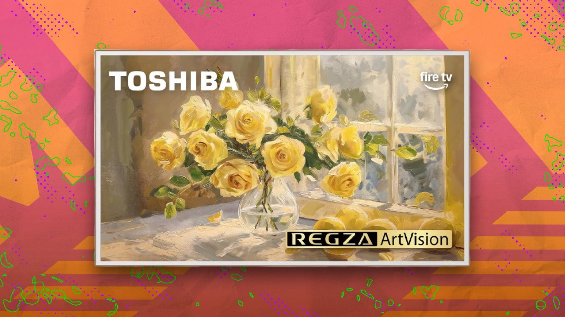 Hisense 65-inch G700 Series ArtVision 4K TV on orange and pink background