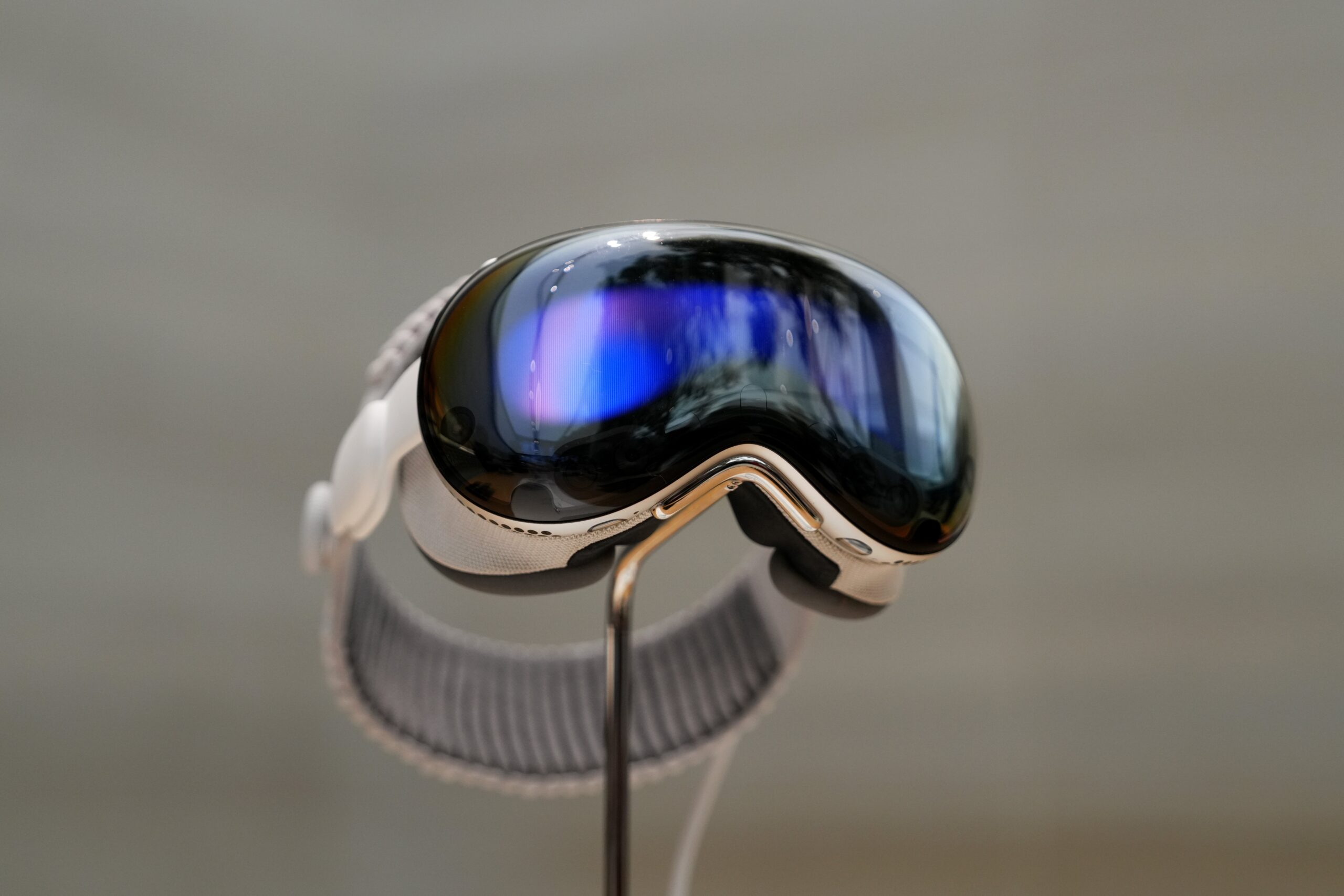 A detailed view of Apple Vision Pro on display