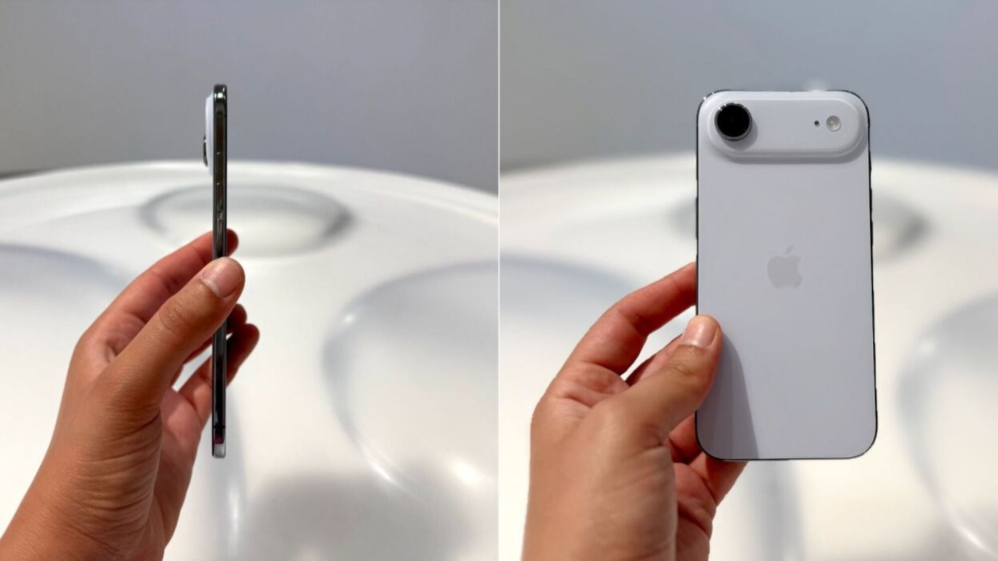 side by side photos of iphone air
