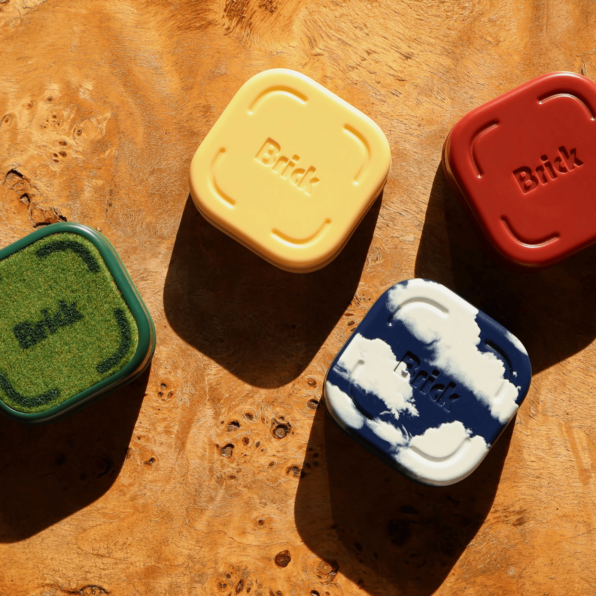 brick cases on a wooden surface