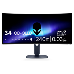 Alienware 34 240Hz QD-OLED Curved Gaming Monitor on white background