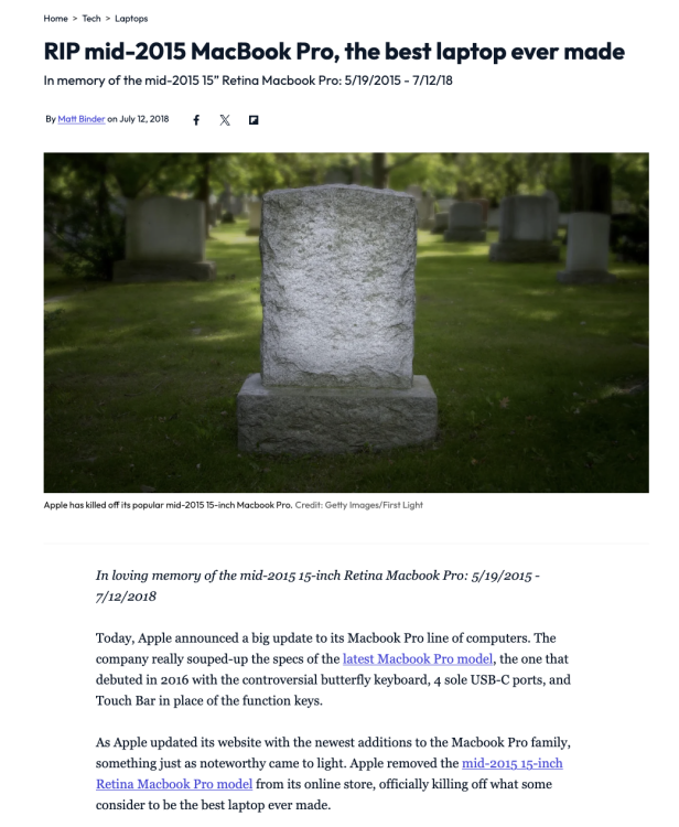 A screenshot of the article from 2015.