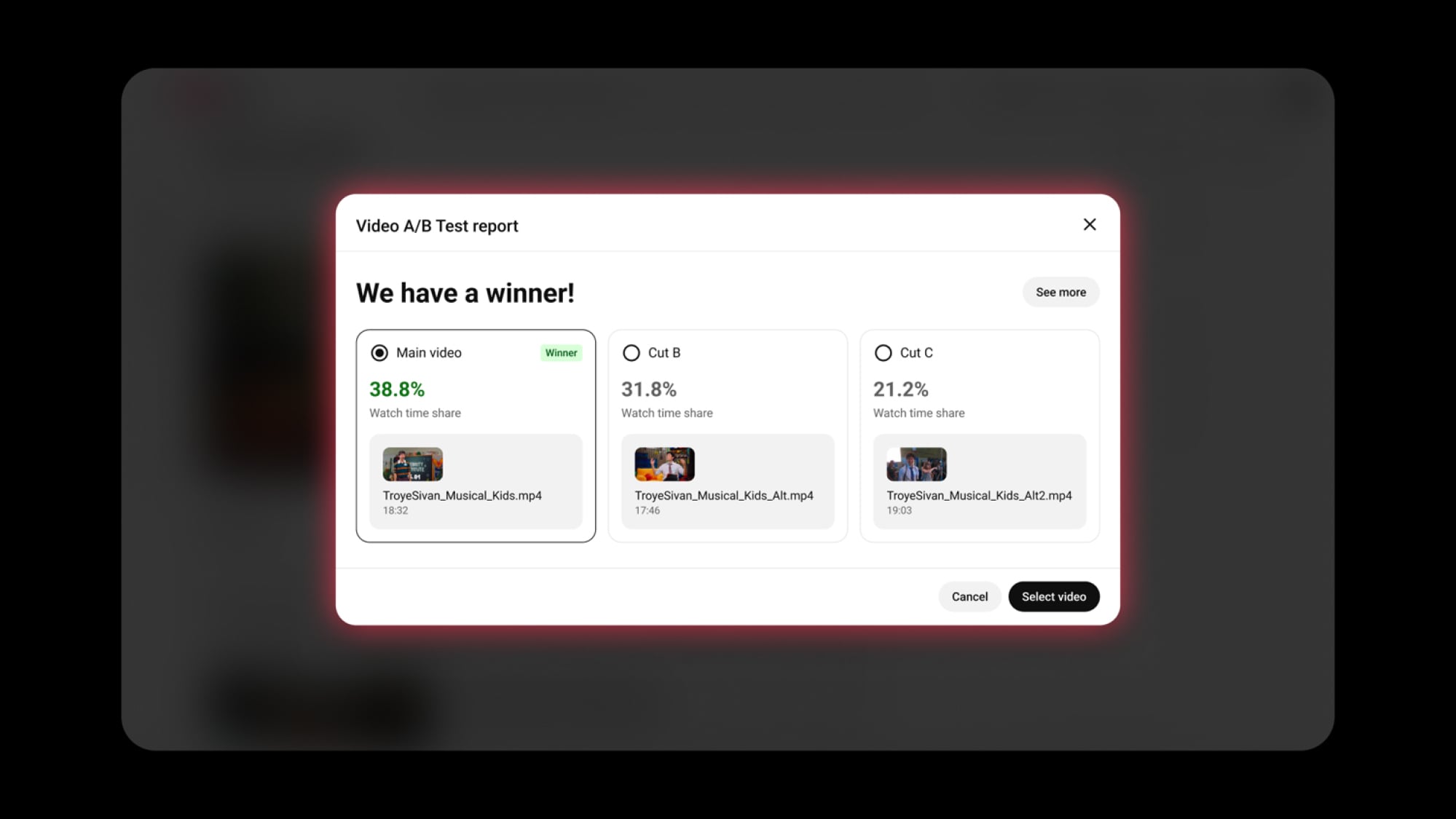 Video A/B testing
