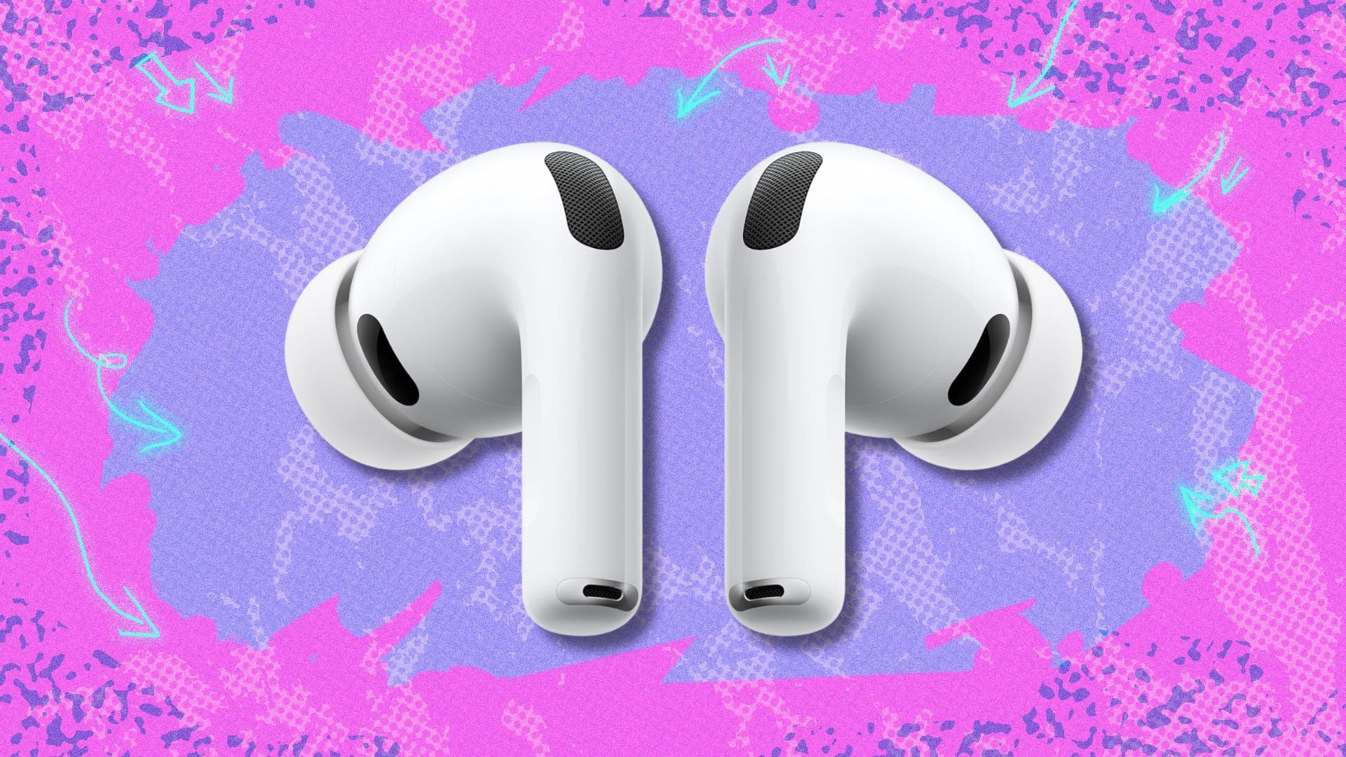 airpods pro 3 against a pink and purple background