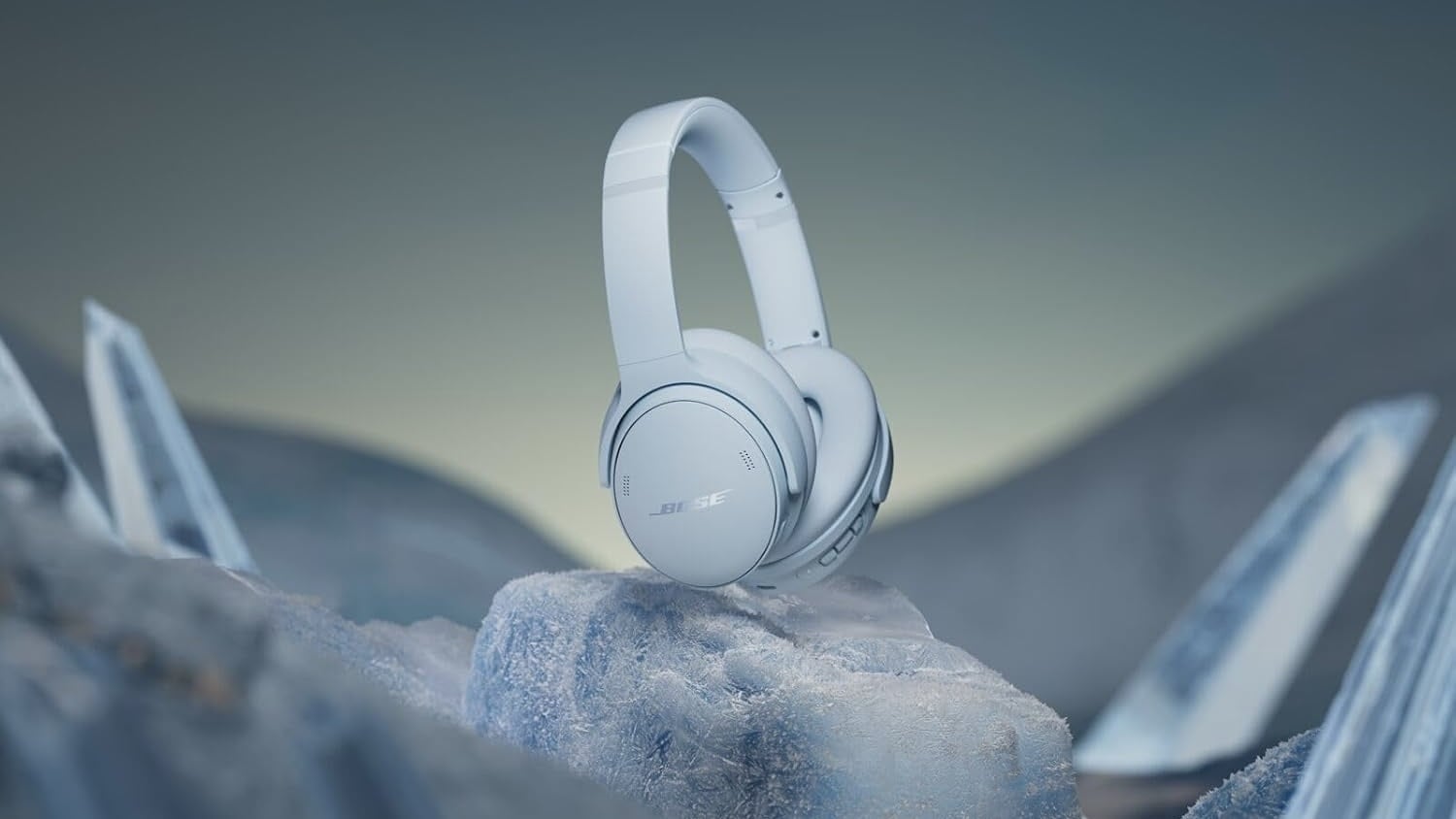 icy blue bose headphones surrounded by ice