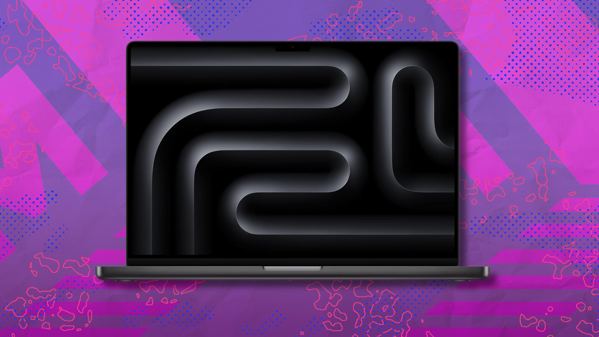 MacBook Pro on pink abstract background