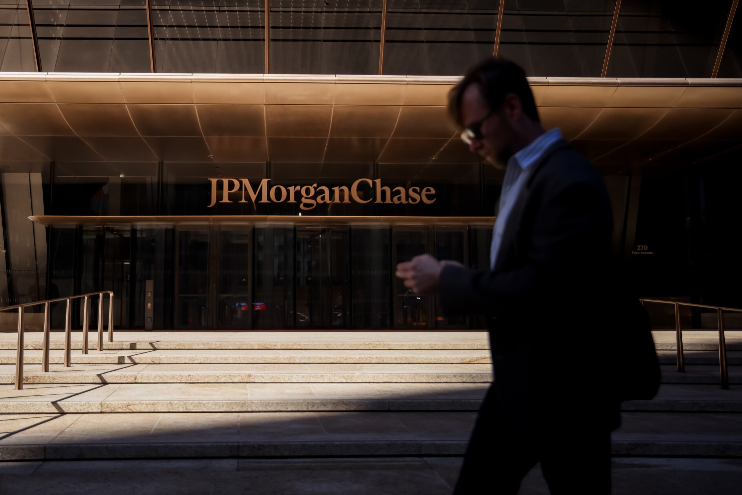 The JPMorgan Chase & Co. headquarters in New York, US, on Monday, Oct. 12, 2026. JPMorgan Chase & Co. is scheduled to release earnings figures on October 13.