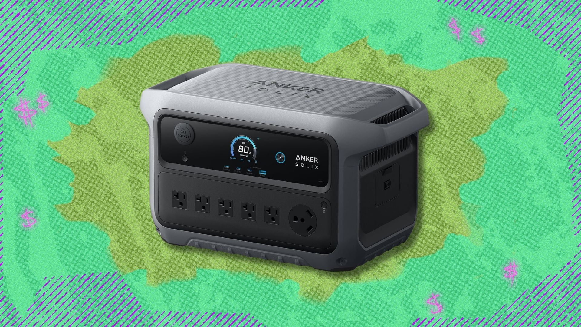 anker solix c2000 gen 2 portable power station against a green background