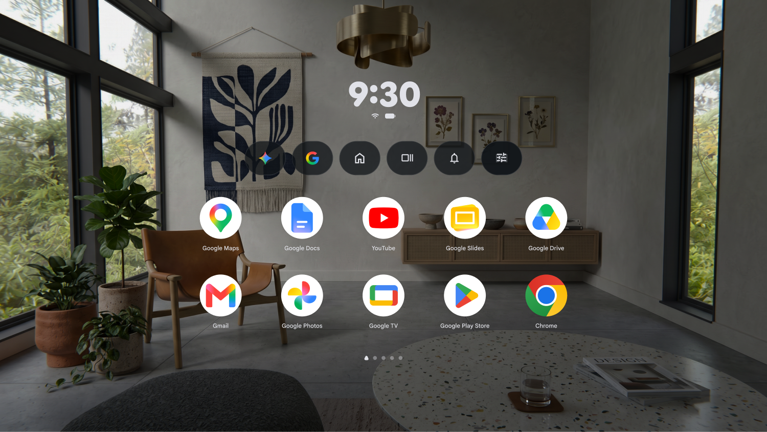 a view of the android xr home screen