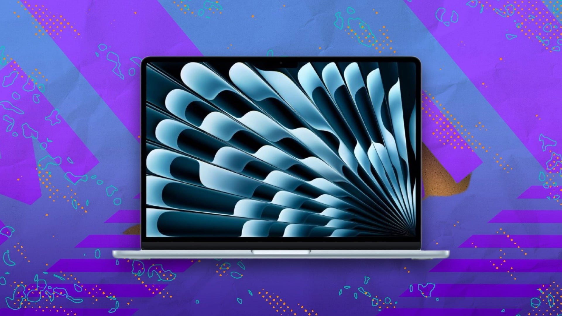 Apple MacBook Air on a purple backdrop