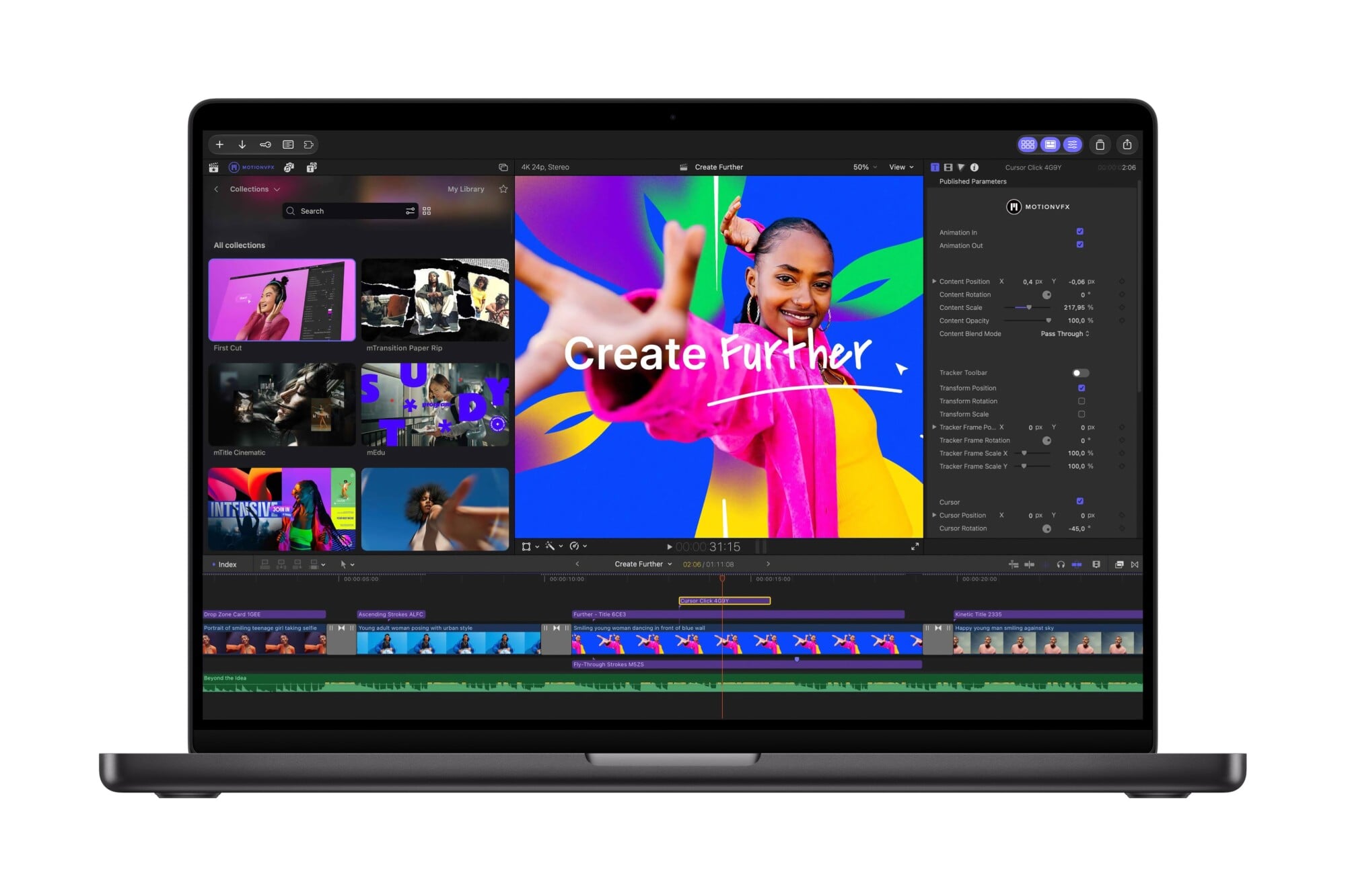 Laptop display of Apple's Creator Studio Suite